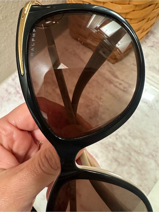 Ralph Lauren Women\'s Black Sunglasses with Gold Trim and Brown Lenses main image 6